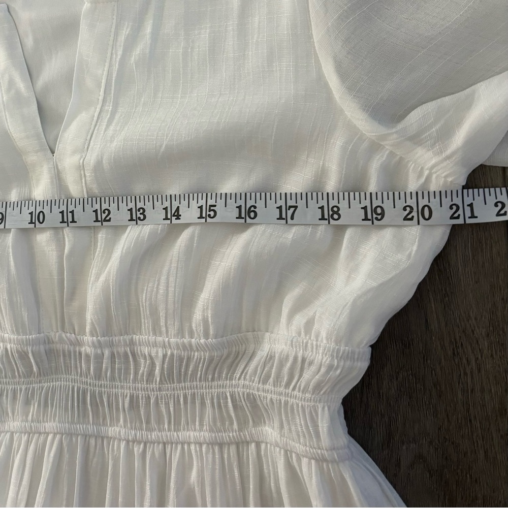 White Maxi Dress Size L Cottagecore Beach Wedding Minimalist Lace Fairycore - Picture 13 of 15